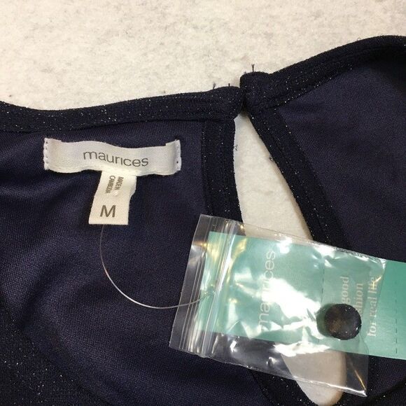 NWT Maurices M Metallic Tiered Long Sleeve‎ Skater Dress Navy Blue Sparkle Party - Picture 9 of 14